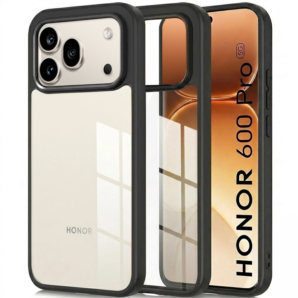 Honor 600 Pro Fusion Hybrid-hülle, Schwarz Mit Transparentem Rahmen