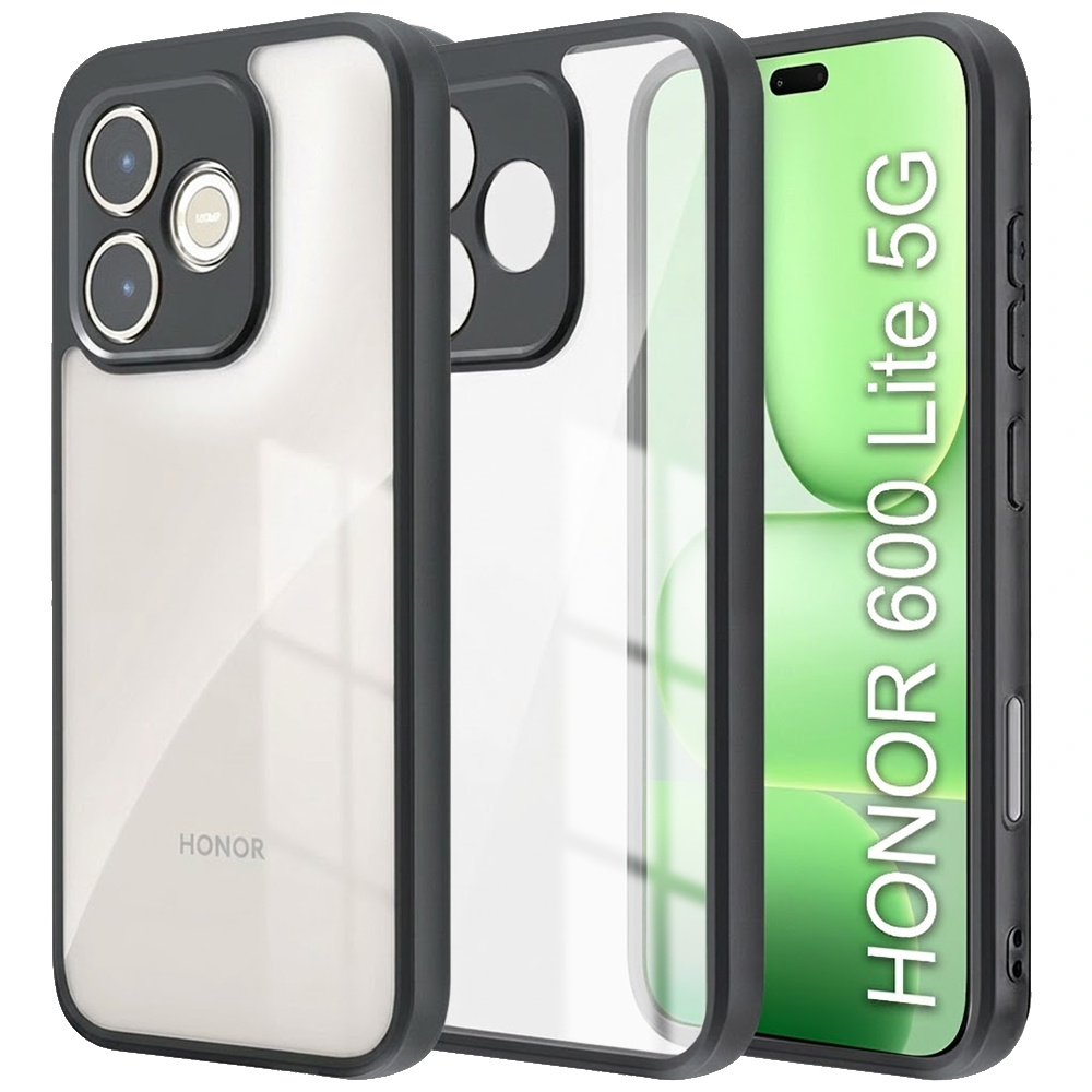Honor 600 Lite Fusion Hybrid-hülle, Transparent Mit Schwarzem Rahmen