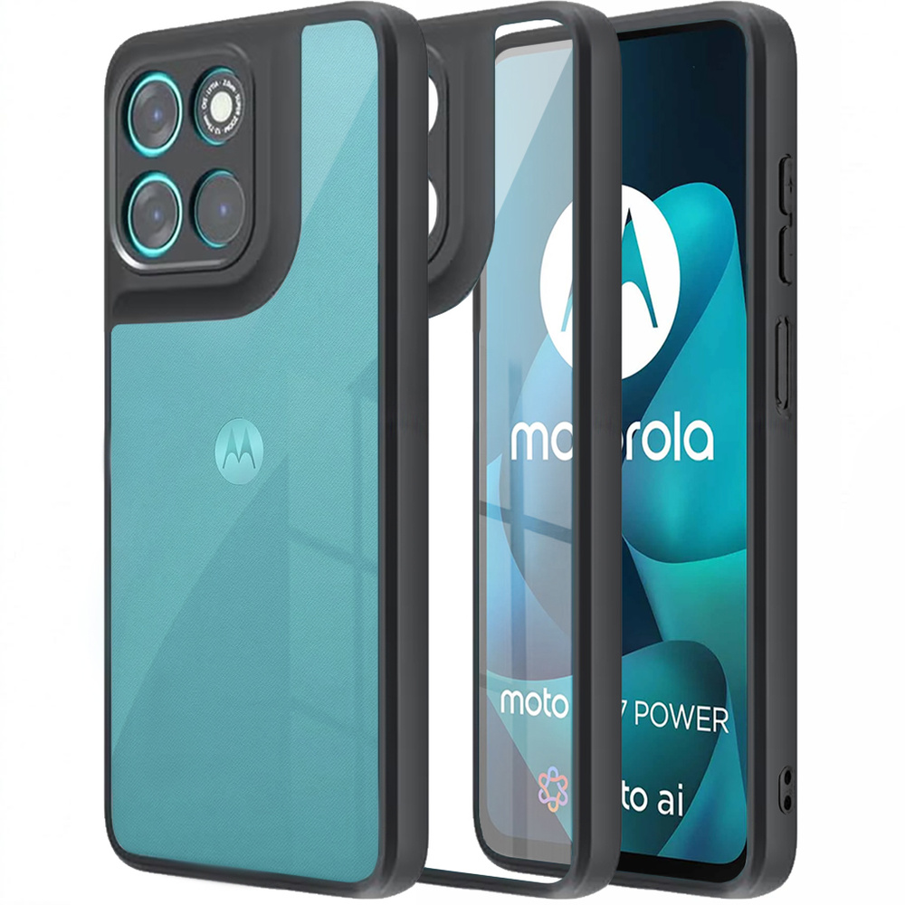 Schutzhülle Für Motorola Moto G57 Power, Fusion Hybrid, Transparent Mit Schwarzem Rahmen