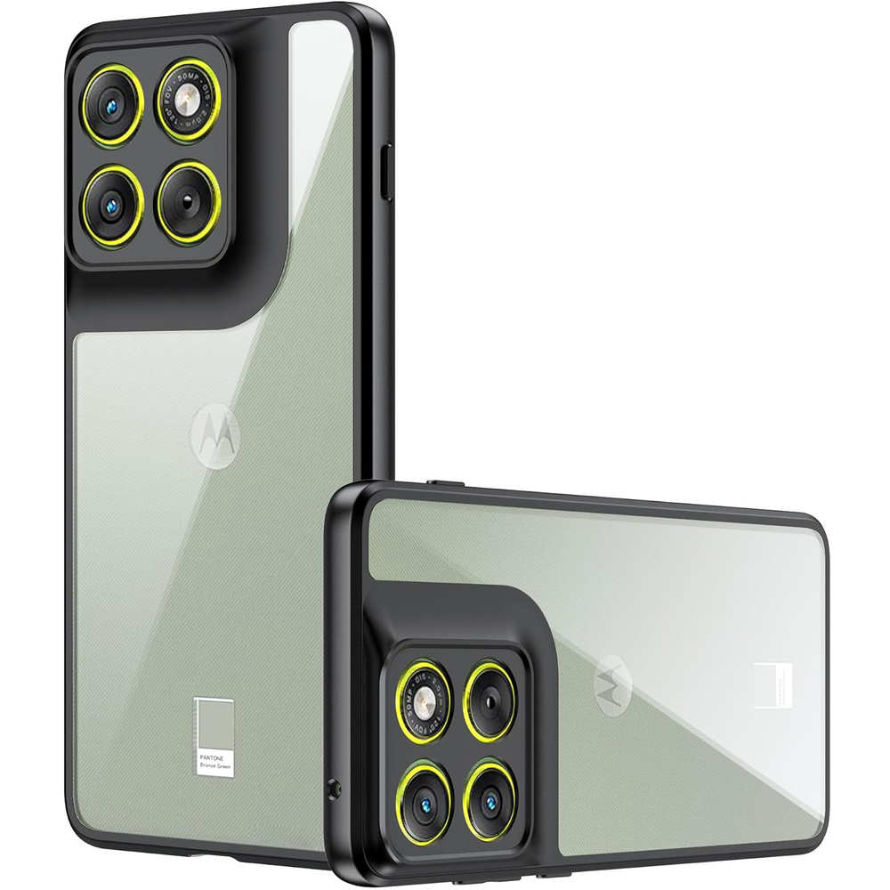 Hülle Für Motorola Edge 70, Fusion Hybrid, Transparent Mit Schwarzem Rahmen