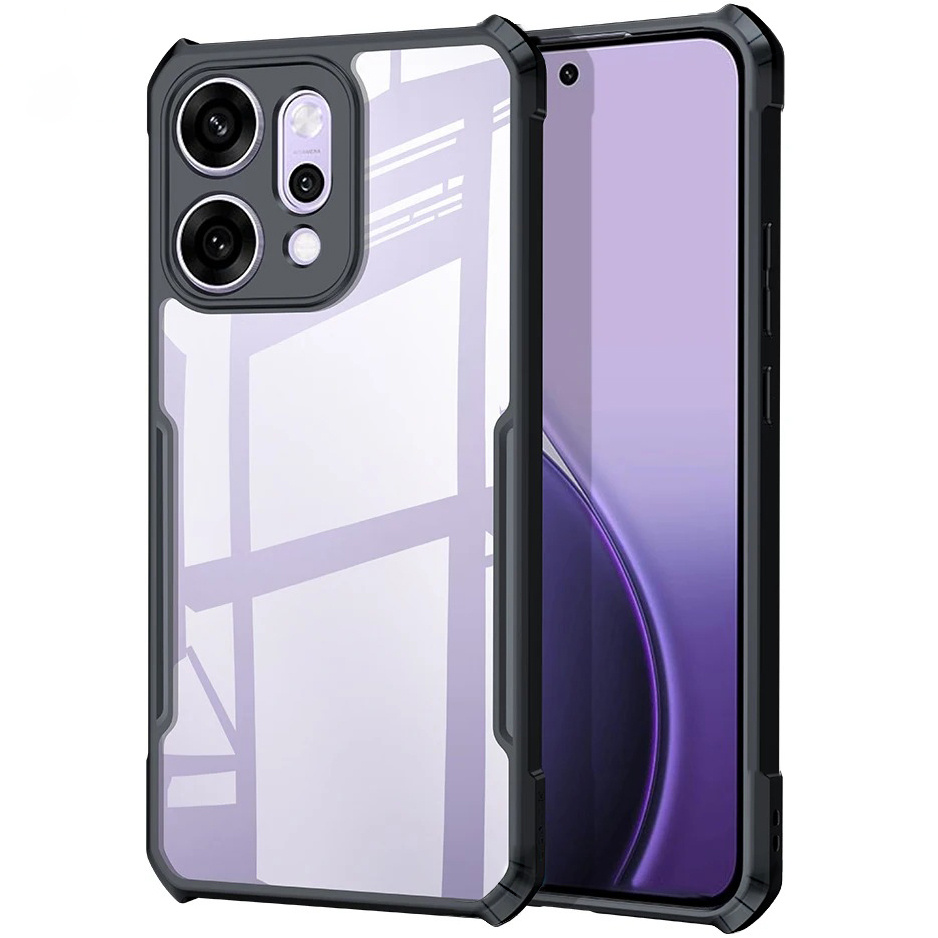 Schutzhülle Für Oppo Reno 14, Antidrop Hybrid, Transparent Mit Schwarzem Rahmen