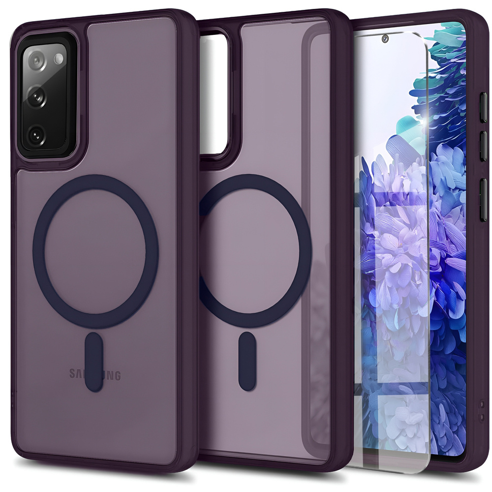 Samsung Galaxy S20 Fe Hülle, Für Magsafe, Mattiertes Gehäuse, Dunkelviolett + Displayschutzfolie Aus Glas