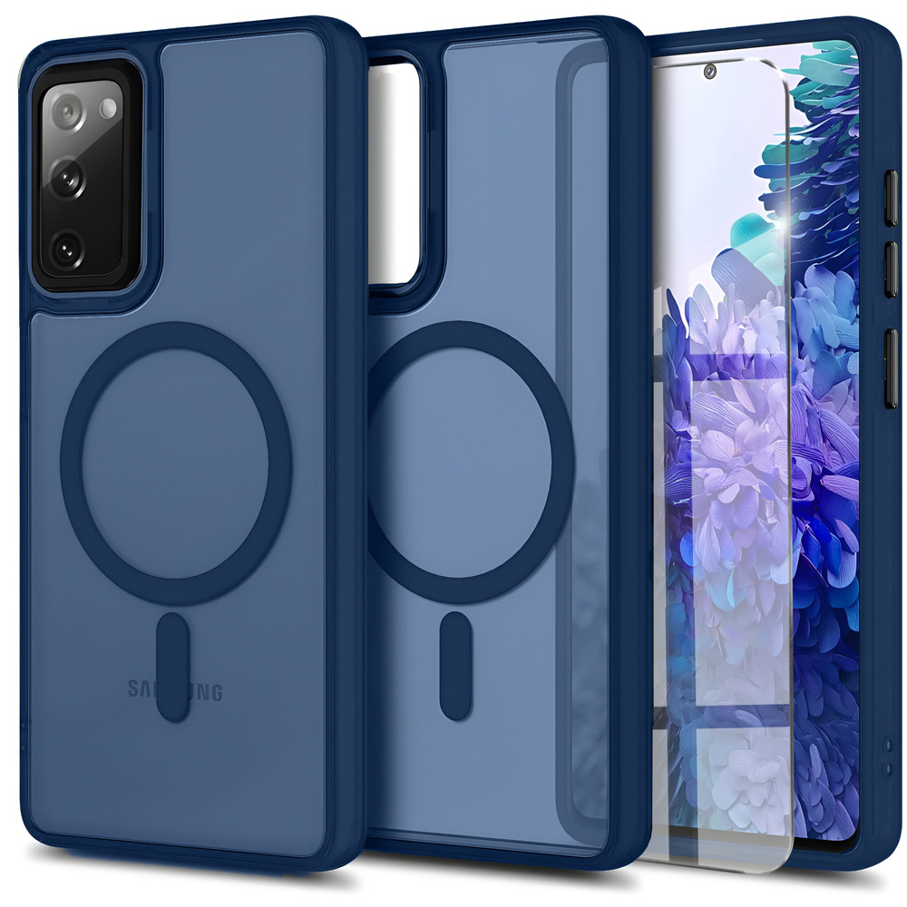 Samsung Galaxy S20 Fe Hülle, Für Magsafe, Matt, Marineblau + Displayschutzfolie Aus Glas