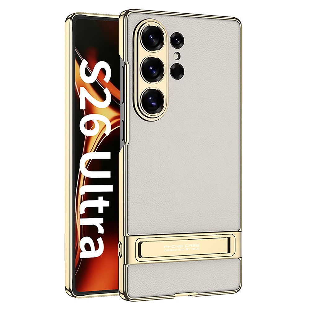 Samsung Galaxy S26 Ultra Hülle, Electro Frame Leder, Mit Ständer, Titangrau