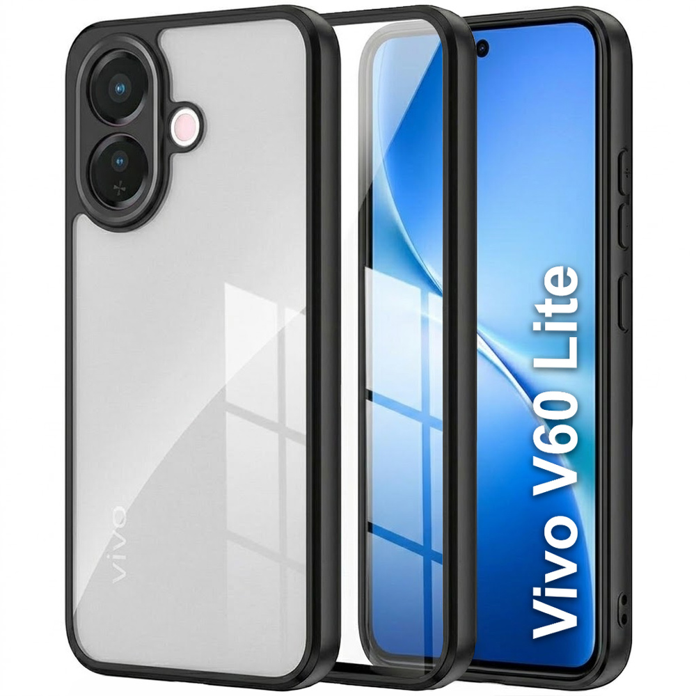 Schutzhülle Für Vivo V60 Lite 5g, Fusion Hybrid, Transparent Mit Schwarzem Rahmen