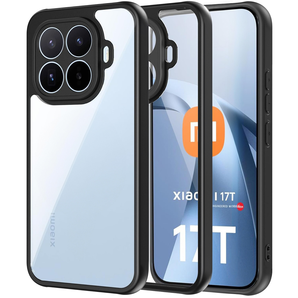 Hülle Für Xiaomi 17t, Fusion Hybrid, Transparent Mit Schwarzem Rahmen