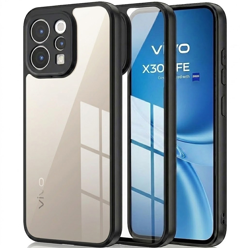 Hülle Für Vivo V70 5g, Fusion Hybrid, Transparent Mit Schwarzem Rahmen