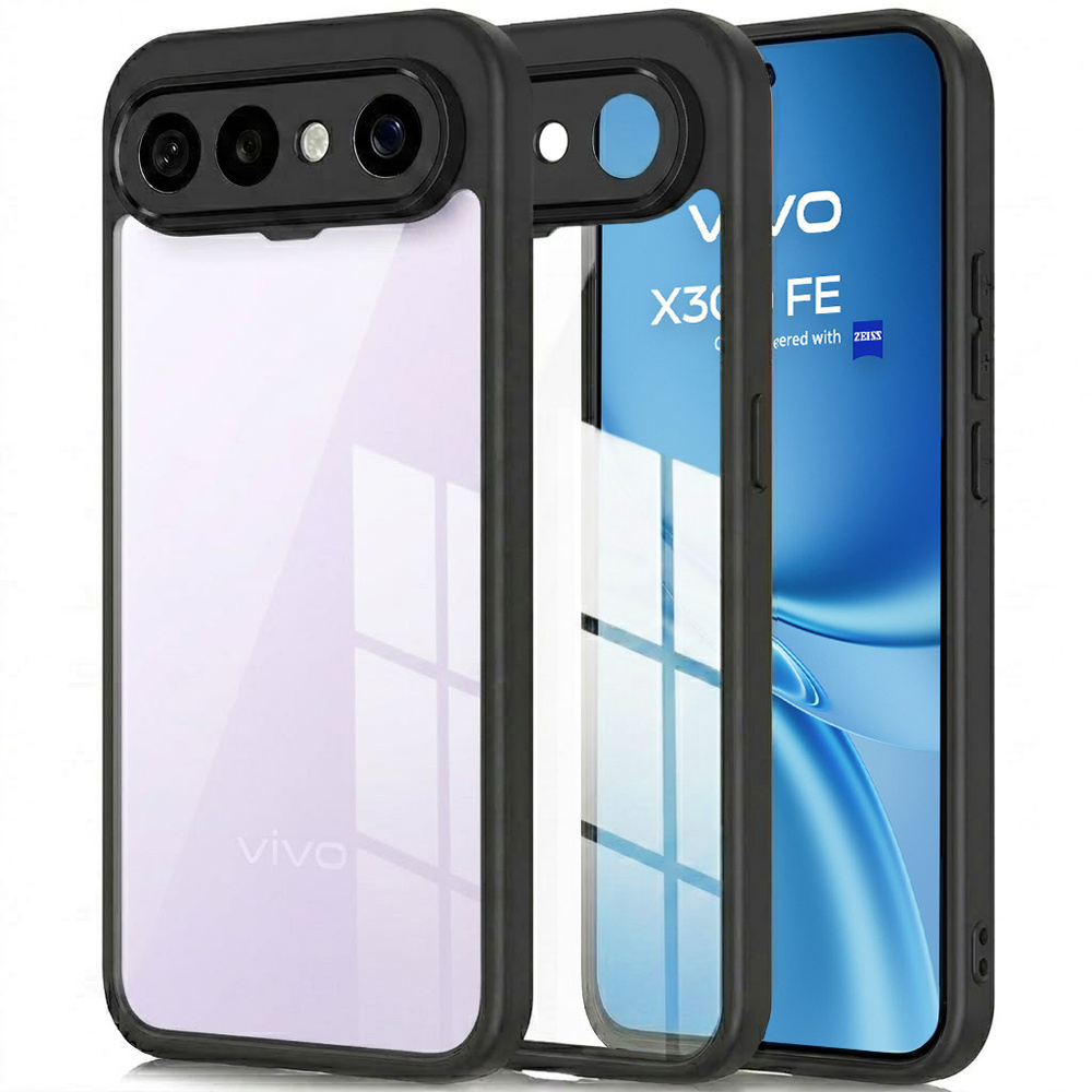 Hülle Für Vivo X300 Fe, Fusion Hybrid, Schwarz Mit Transparentem Rahmen