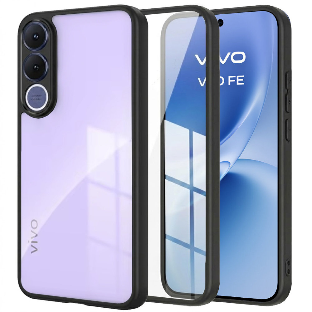 Schutzhülle Für Vivo V70 Fe, Fusion Hybrid, Transparent Mit Schwarzem Rahmen