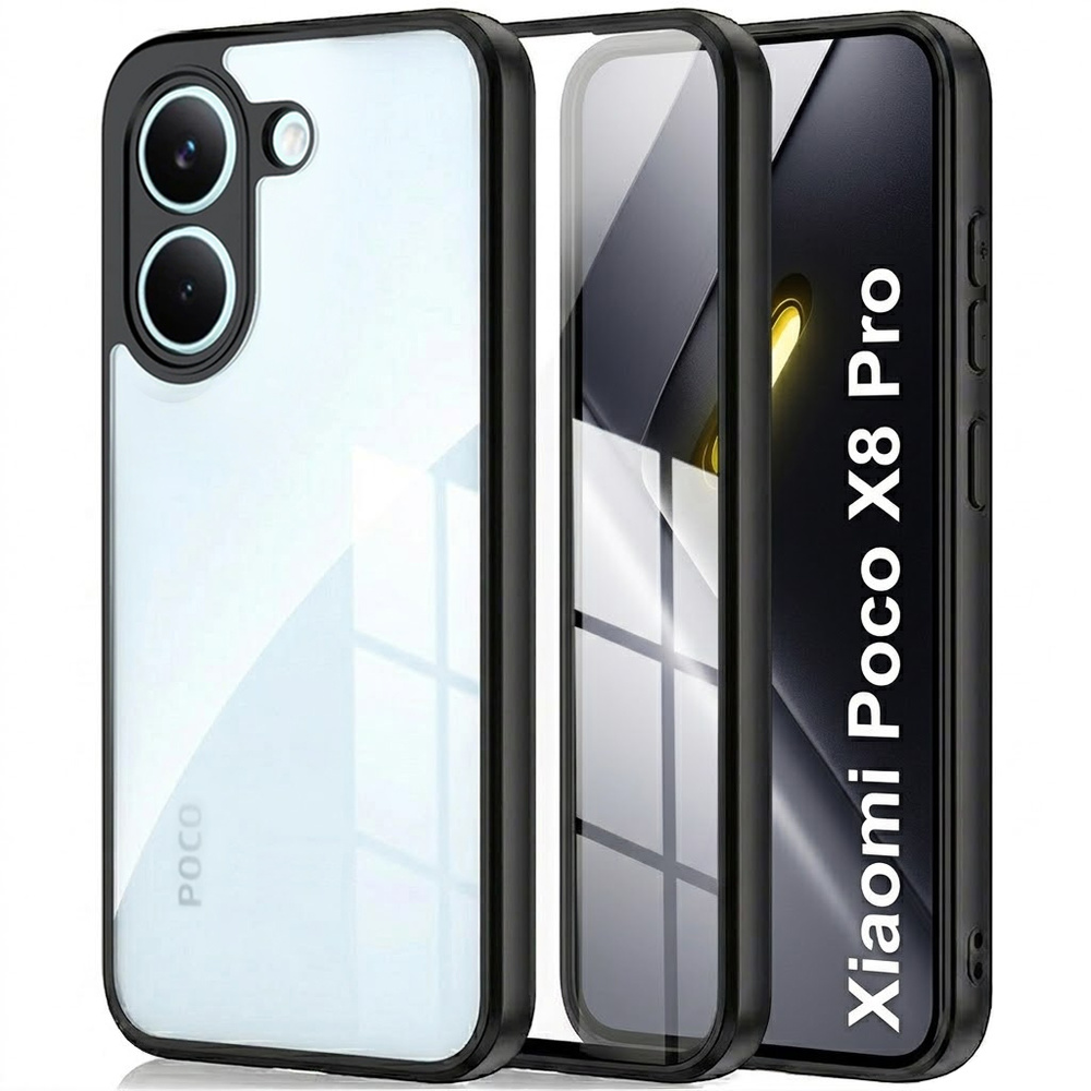 Schutzhülle Für Xiaomi Poco X8 Pro, Fusion Hybrid, Transparent Mit Schwarzem Rahmen