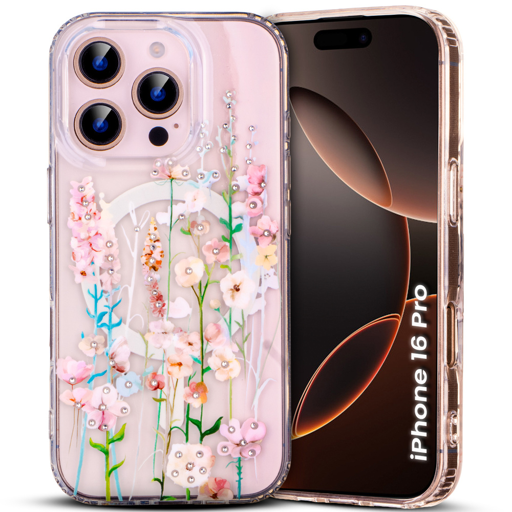 Hülle Für Iphone 16 Pro, Laser Flower, Für Magsafe, Campanula
