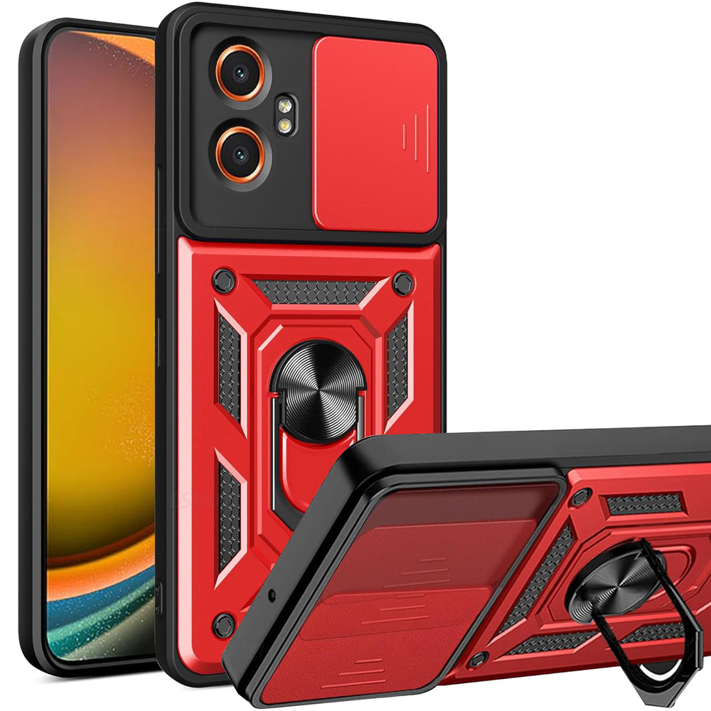 Schutzhülle Mit Ständer Und Kameraverschluss Für Samsung Galaxy Xcover 7 Pro – Rot, Gepanzert, Mit Kameraschutz