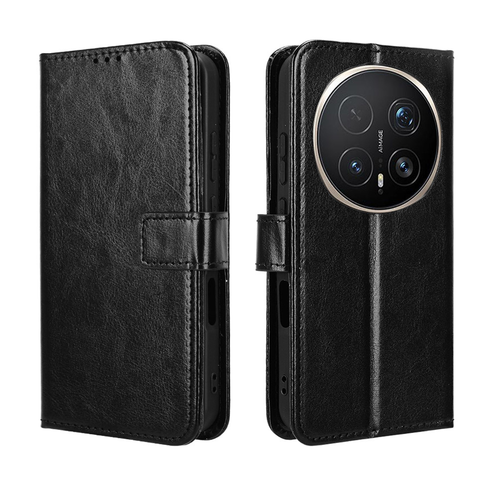 Honor Magic 8 Pro Flip Case, Crazy Horse Wallet, Schwarz