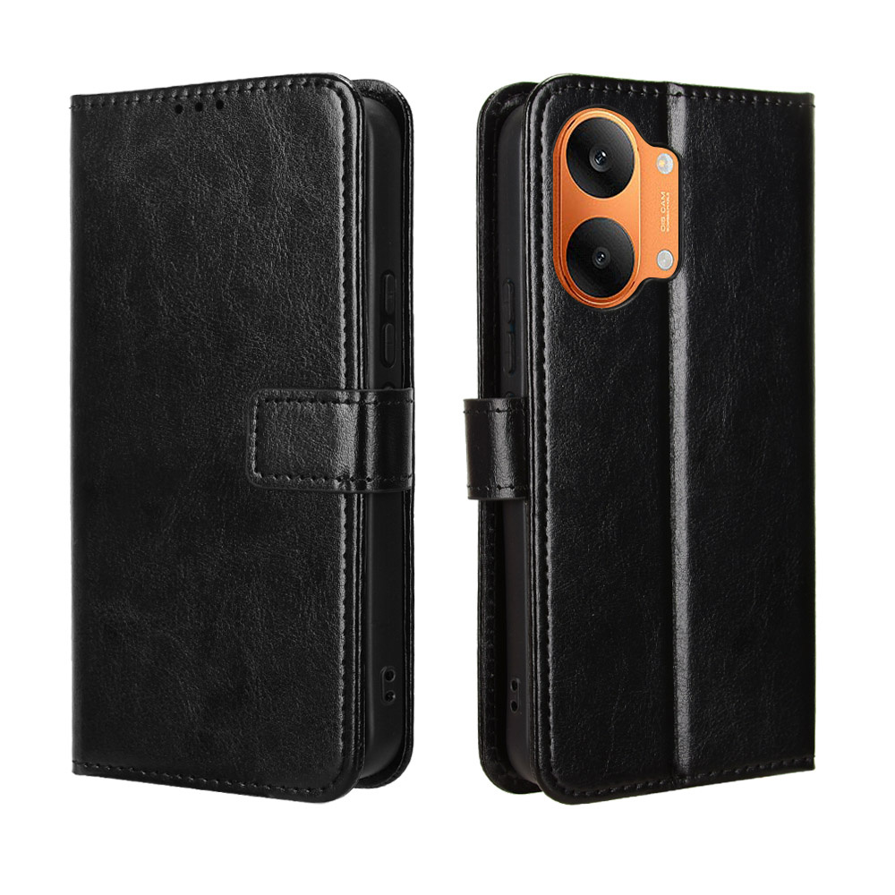 Flip-case Für Xiaomi Poco X8 Pro Max, Crazy Horse Wallet, Schwarz