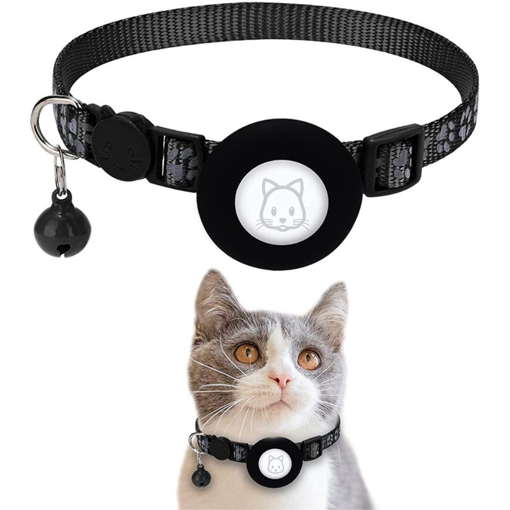 Nylon-halsbandhülle Mit Klingel Für Apple Airtag 2/1, Schwarz