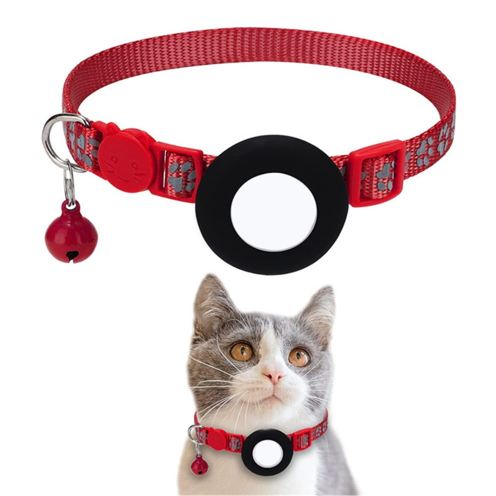 Nylon-halsbandhülle Mit Glöckchen Für Apple Airtag 2/1, Rot