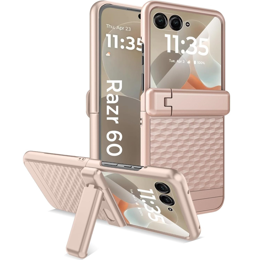 Schutzhülle Für Motorola Razr 70 Ultra / 60 Ultra, Pc-schutzhülle Mit Ständer, Mit Glas, Gold