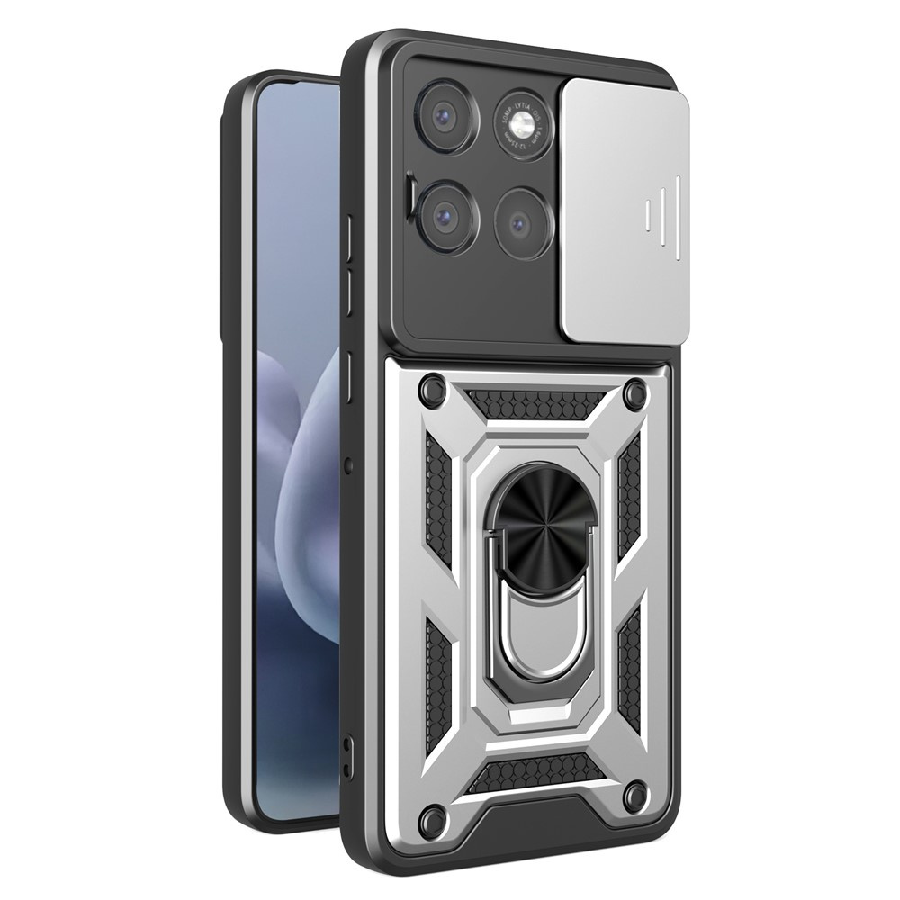 Gepanzertes Gehäuse Für Motorola Moto G77 / G67, Camshield Slide, Silber