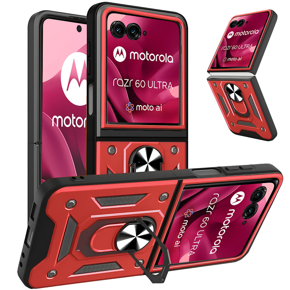 Gepanzerte Schutzhülle Für Motorola Razr 70 Ultra / 60 Ultra, Camshield Slide, Rot