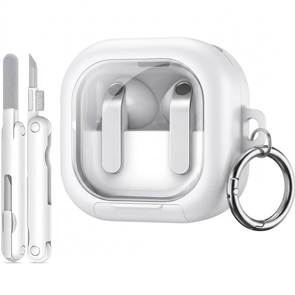 Samsung Galaxy Buds4 / Buds4 Pro Ladecase Mit Karabiner Und Reinigungsset, Weiß