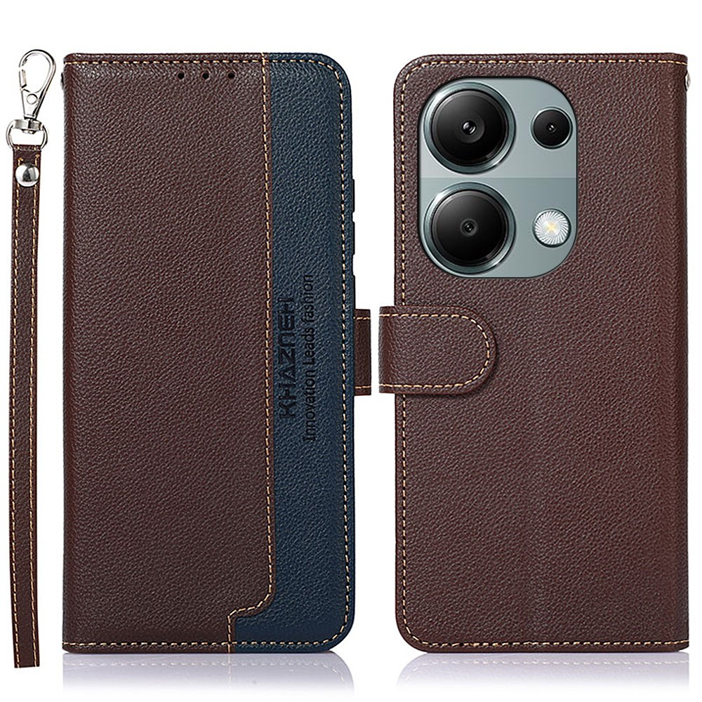 Klapphülle Für Xiaomi Redmi Note 13 Pro 4g / Poco M6 Pro 4g, Khazneh Rfid, Braun / Blau
