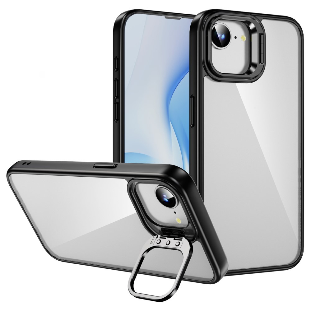 Hülle Für Iphone 17e / 16e, Mit Ständer, Transparent / Schwarz