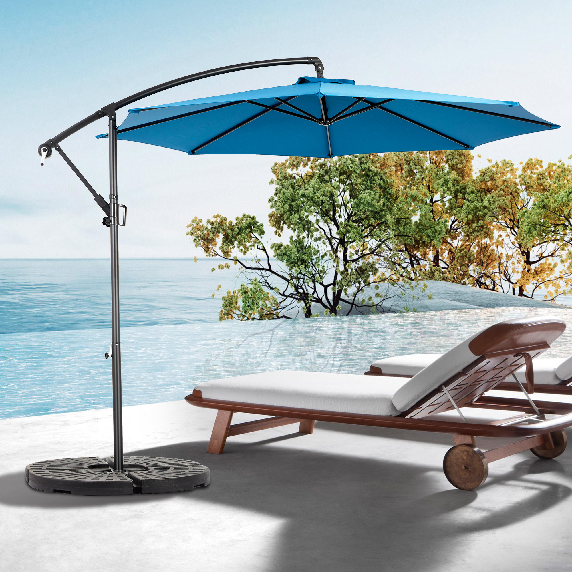 Freischwinger Terrassen-sonnenschirm 3 M Mit Neigungsverstellung, Polyester, 8 Rippen, Für Hinterhof & Pool
