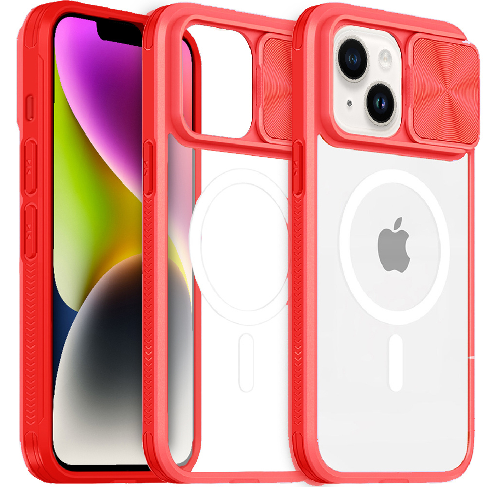 Iphone 15 Plus Hülle, Schiebekamera Magsafe, Rot