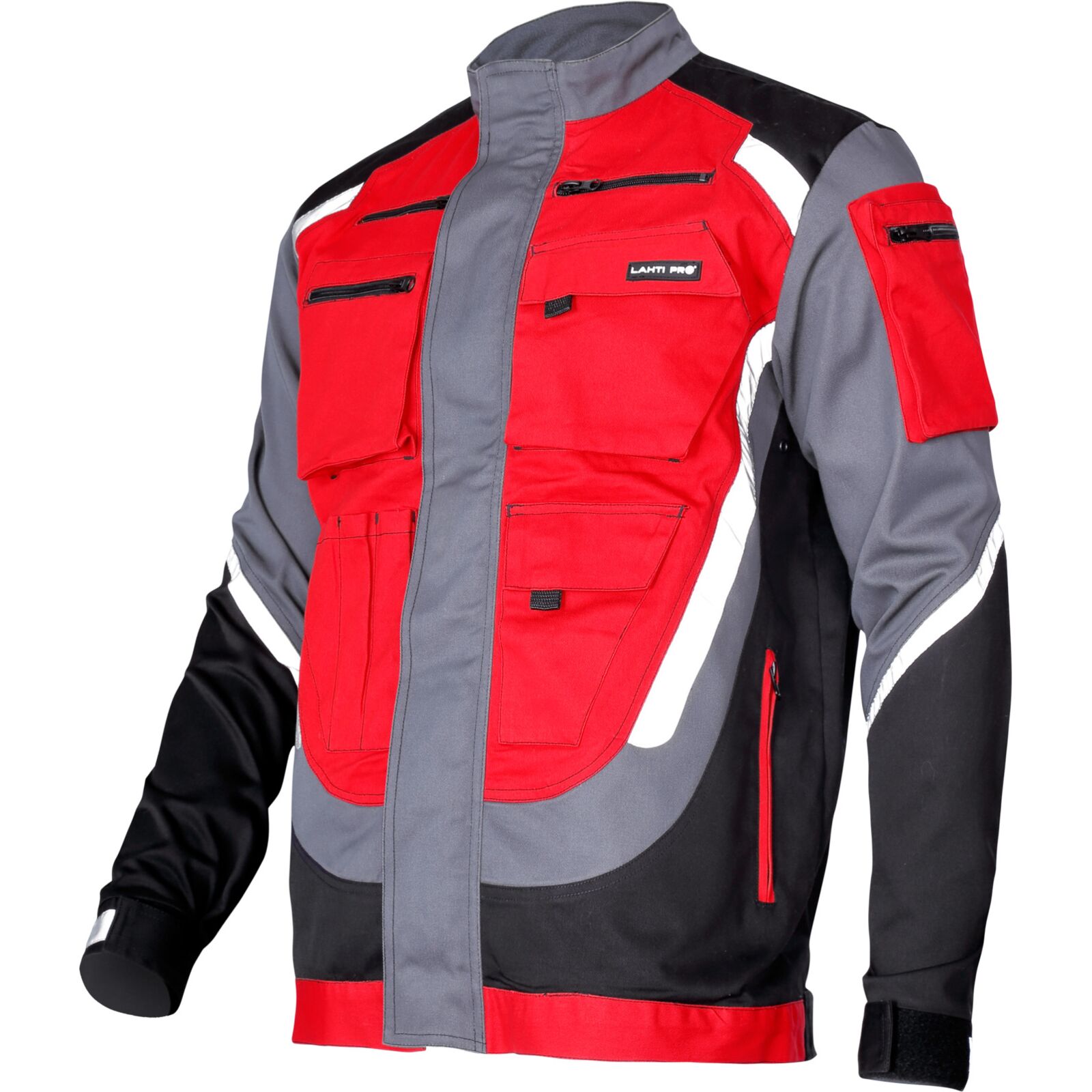 Sweatshirt Schwarz-grau-rot, 100 % Baumwolle, Mit Reflektierendem Aufdruck, „l“, Ce, Lahti