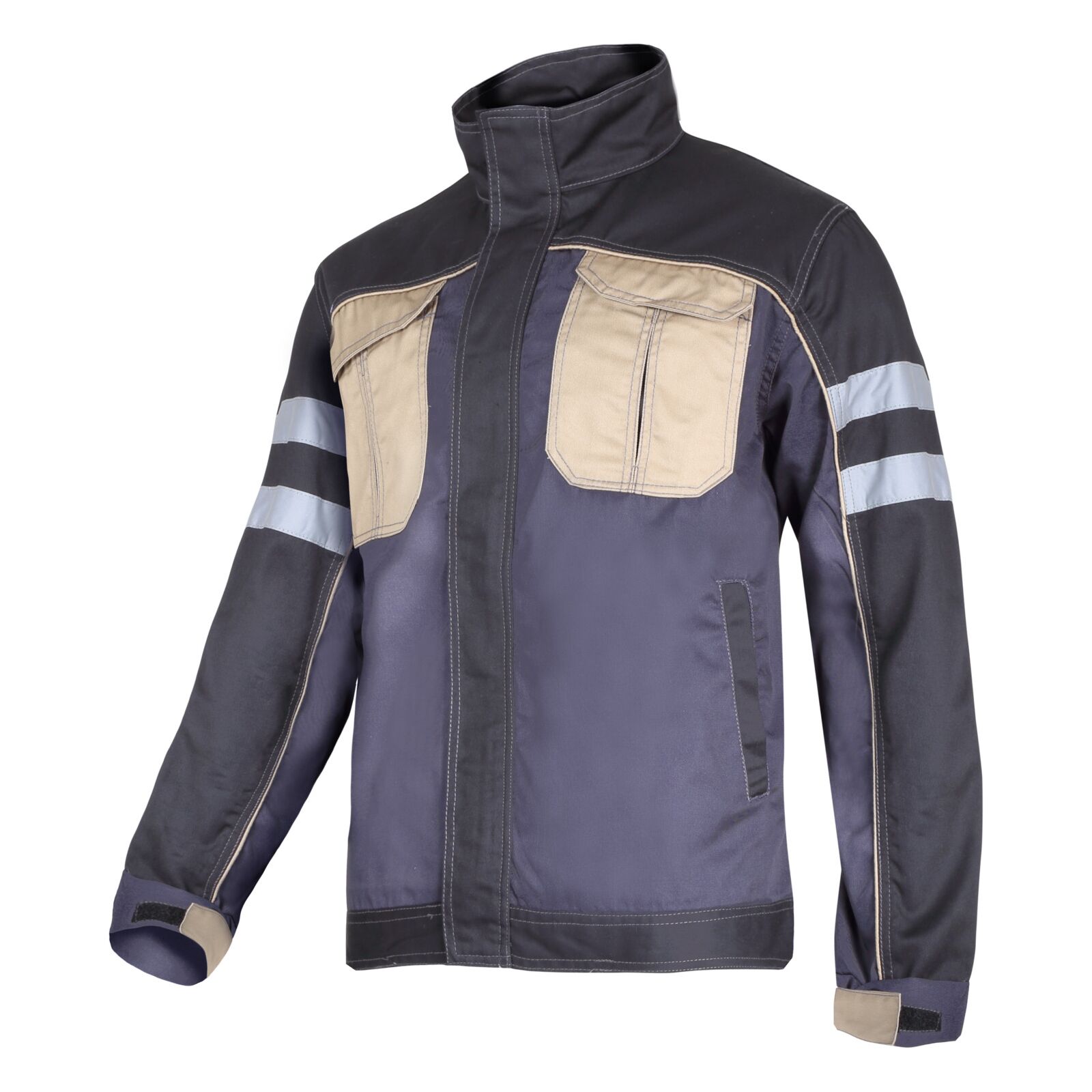 Grau-schwarz-beige Sweatshirt Mit Reflektierenden Streifen, "l", Ce, Lahti