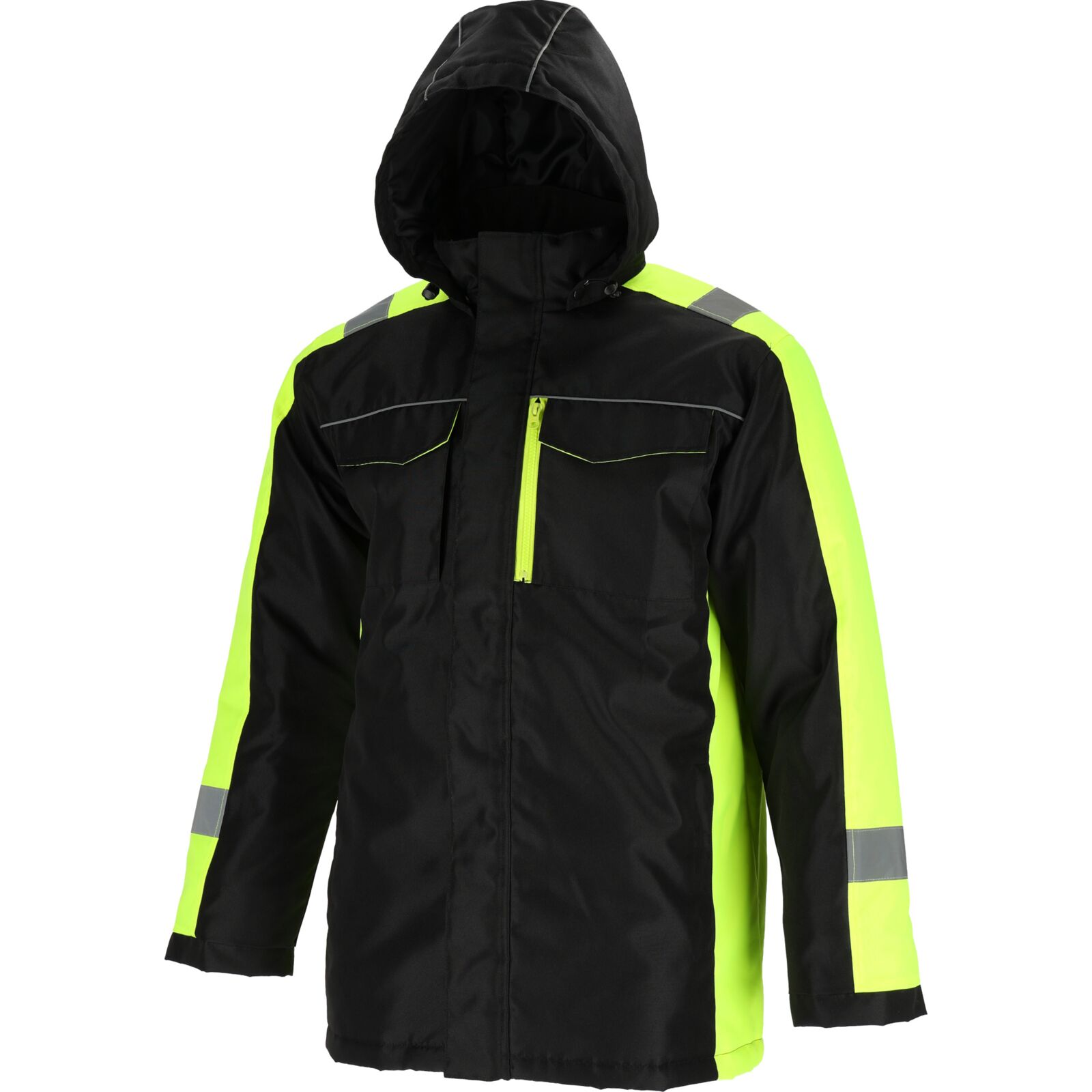 Isolierte Jacke Mit Kapuze, Schwarz Und Gelb, Größe „s“, Ce-zertifiziert, Lahti