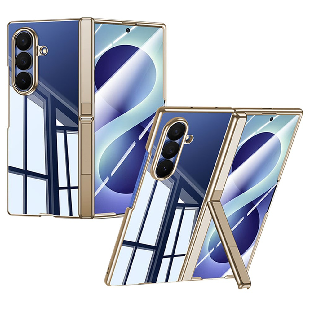 Transparente Hülle Für Samsung Galaxy Z Fold 8 Ultra, Mit Ständer Und Glas Für Den Außenbildschirm, Goldener Rahmen