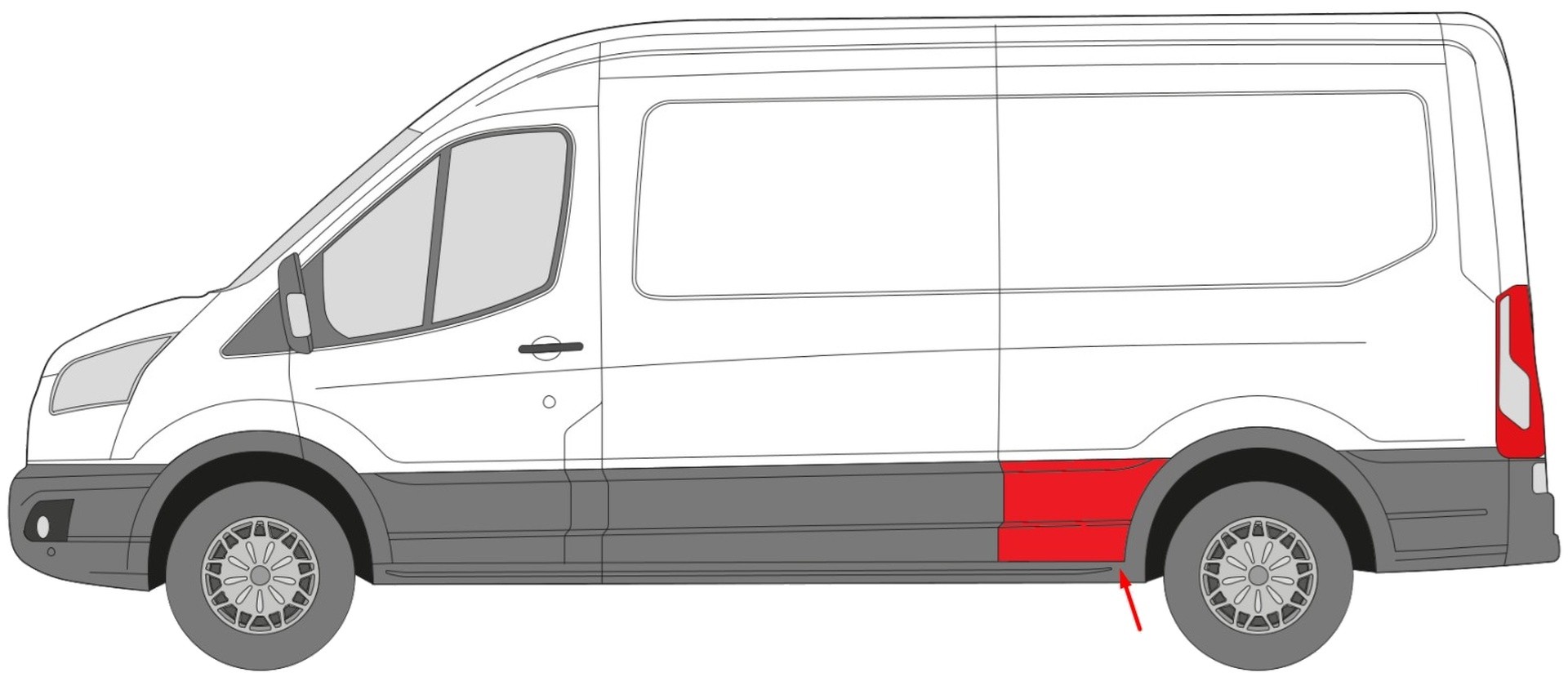 Ford Transit 13 Seite Vor Dem Rad Le Langer Umrissstreifen