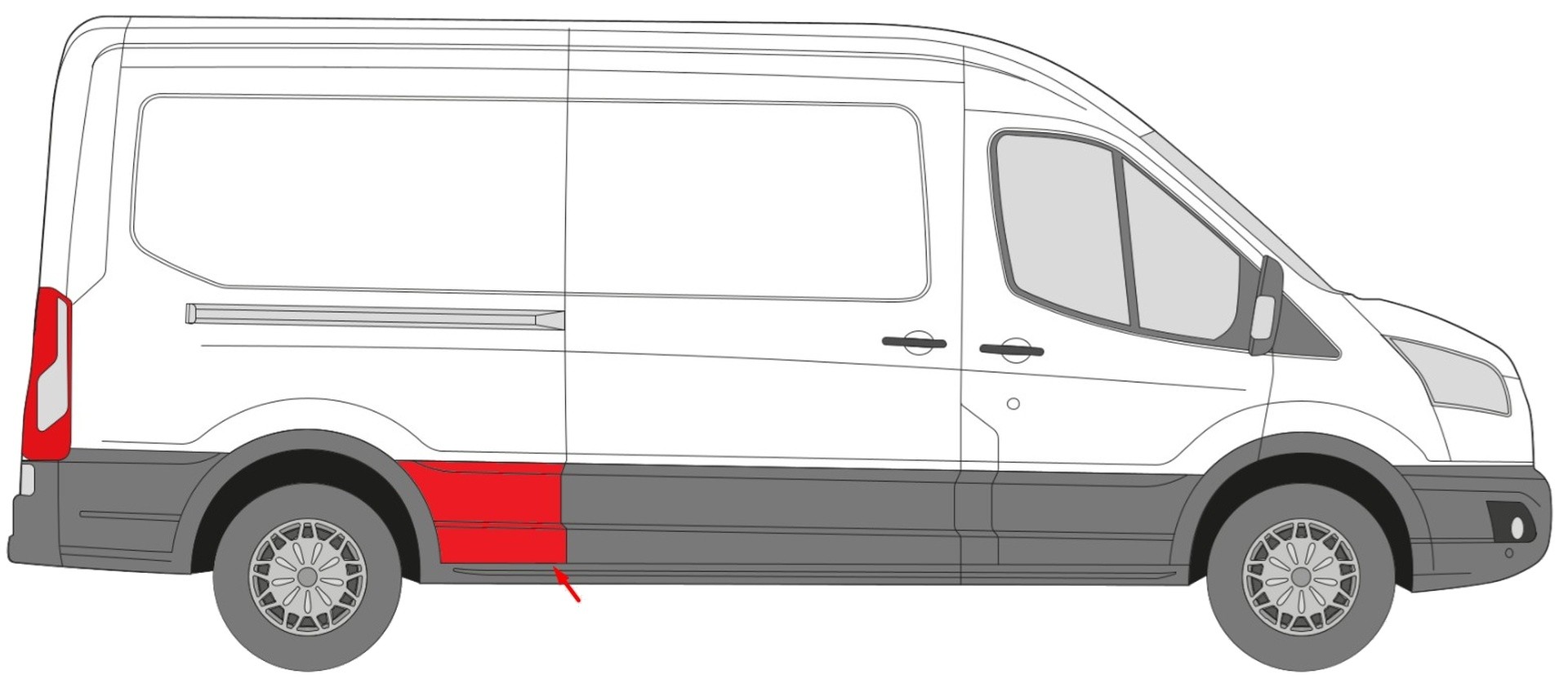Ford Transit 13 Seite Vor Dem Rad, Pr, Langer Umrissstreifen