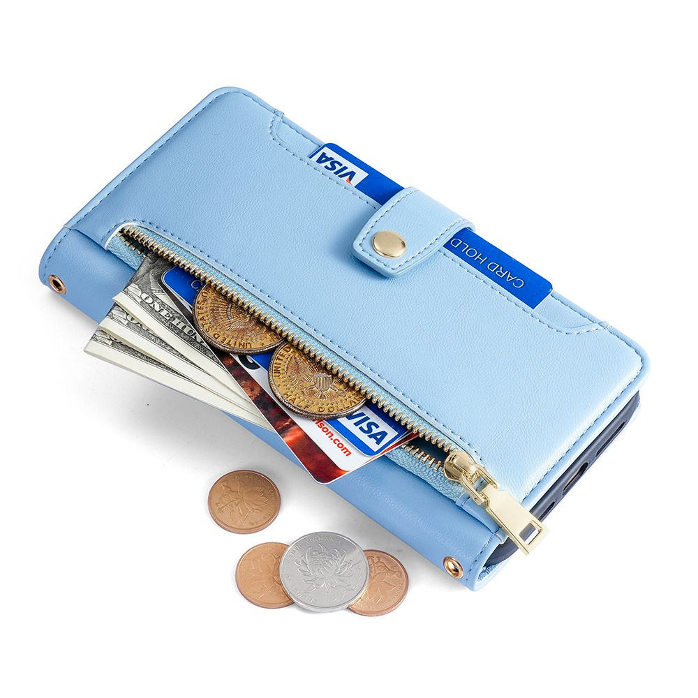 Samsung Galaxy S24 Fe Flip Case, Brieftaschenfach Mit Reißverschluss, Blau