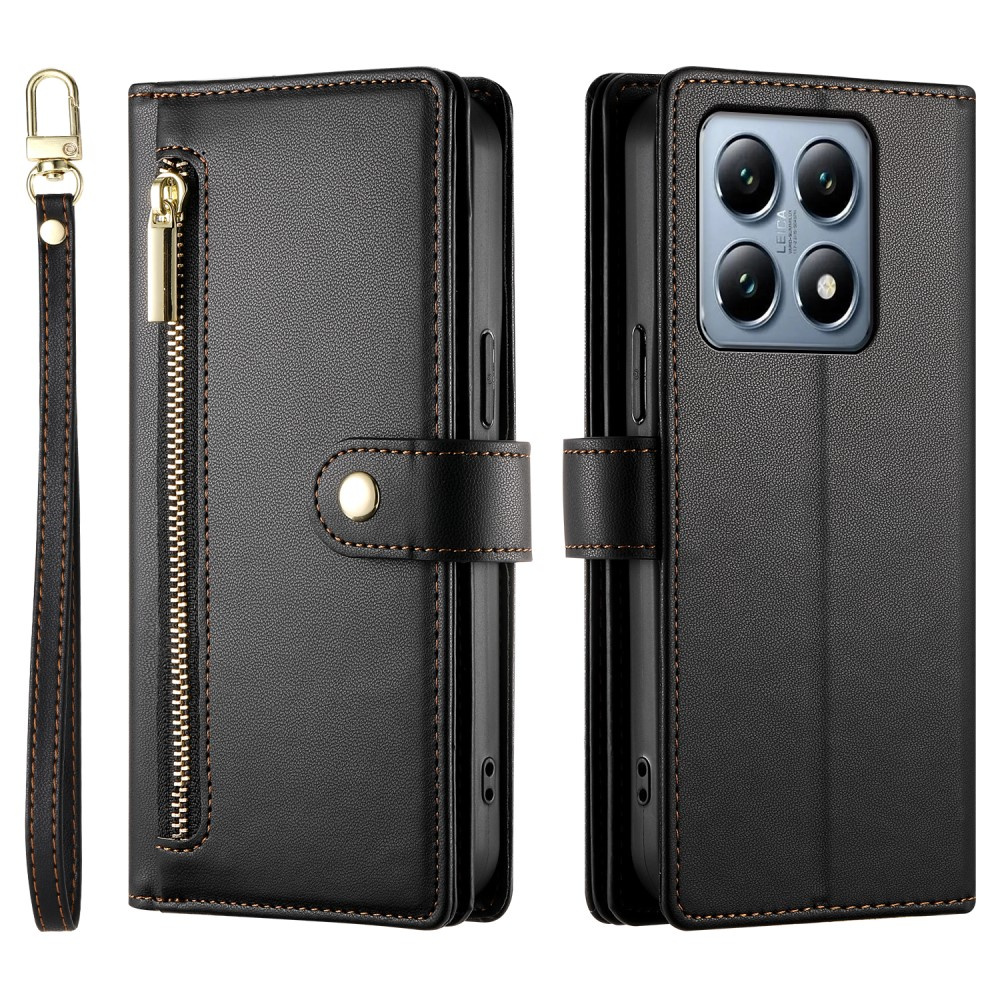 Klapphülle Für Xiaomi 14t Pro, Mit Reißverschlussfach Und Brieftaschenfunktion, Schwarz