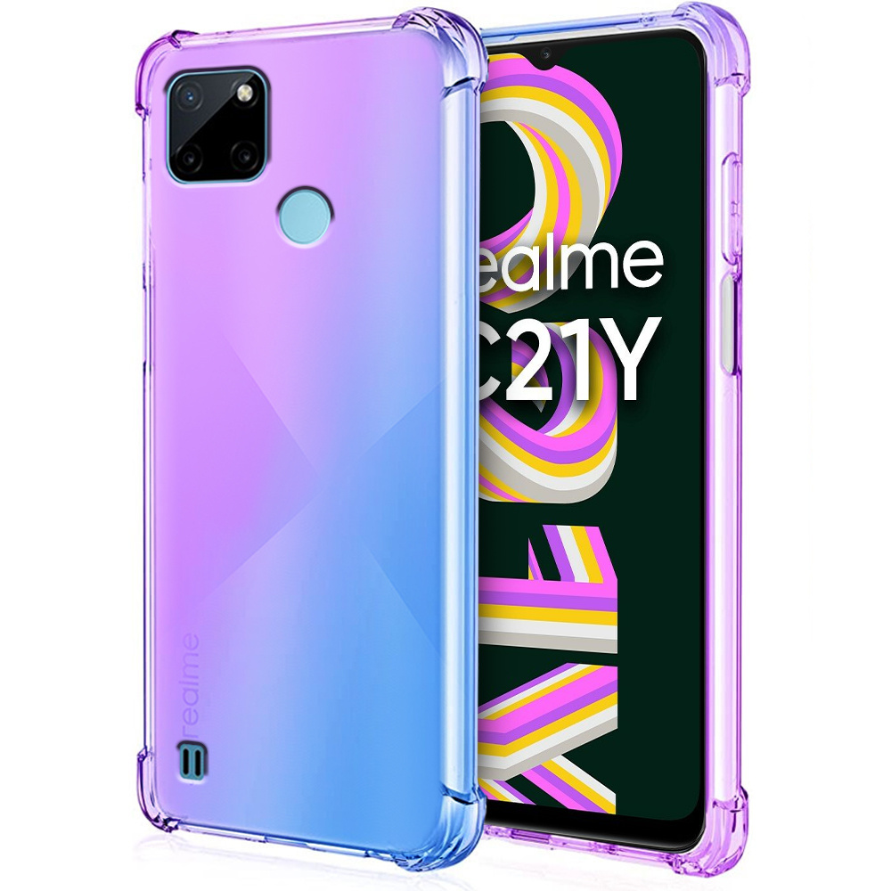 Fallfeste Schutzhülle Mit Farbverlauf Für Realme C21y / C25y, Lila / Blau