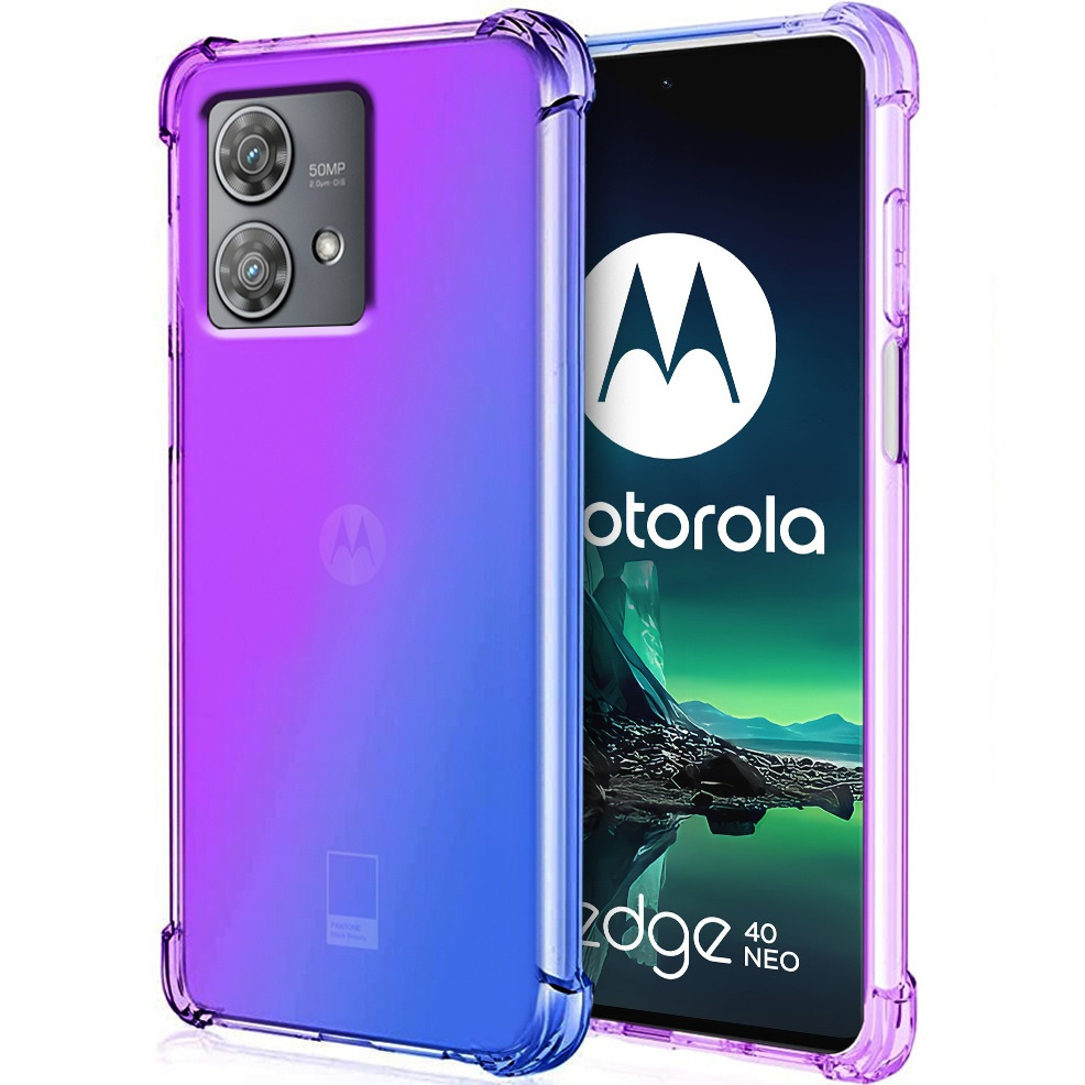 Fallfeste Schutzhülle Mit Farbverlauf Für Motorola Edge 40 Neo, Lila/blau