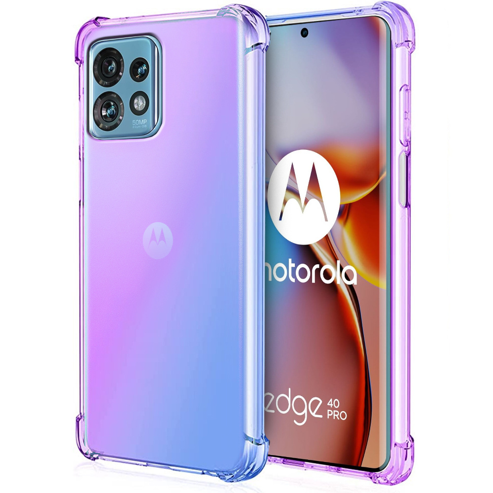 Fallfeste Schutzhülle Mit Farbverlauf Für Motorola Edge 40 Pro, Lila/blau