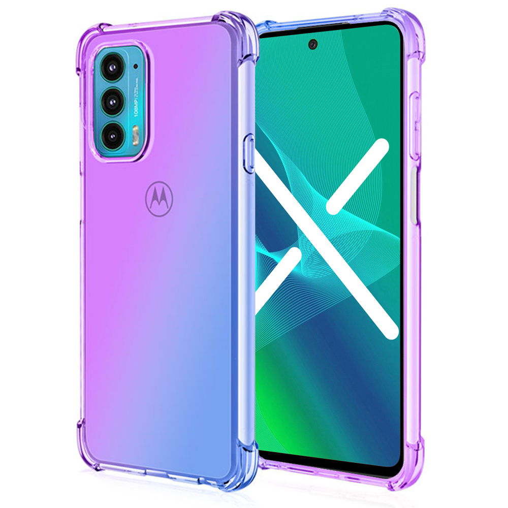 Fallfeste Schutzhülle Mit Farbverlauf Für Motorola Moto Edge 30, Lila/blau