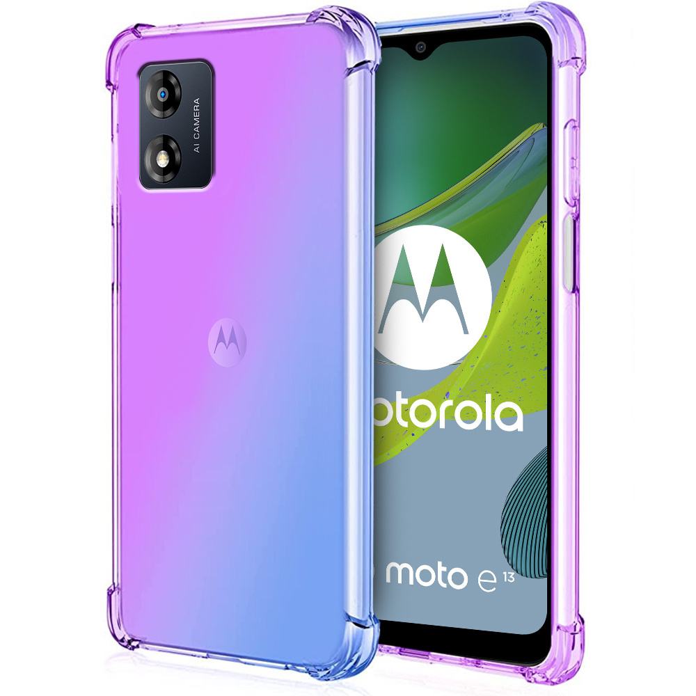 Fallfeste Schutzhülle Mit Farbverlauf Für Motorola Moto E13, Lila/blau