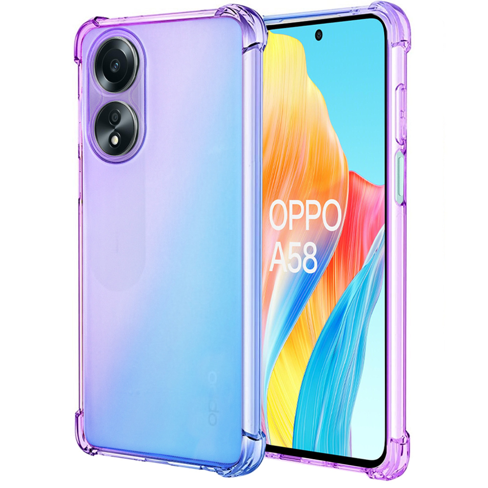 Fallfeste Schutzhülle Mit Farbverlauf Für Oppo A58 4g, Lila/blau