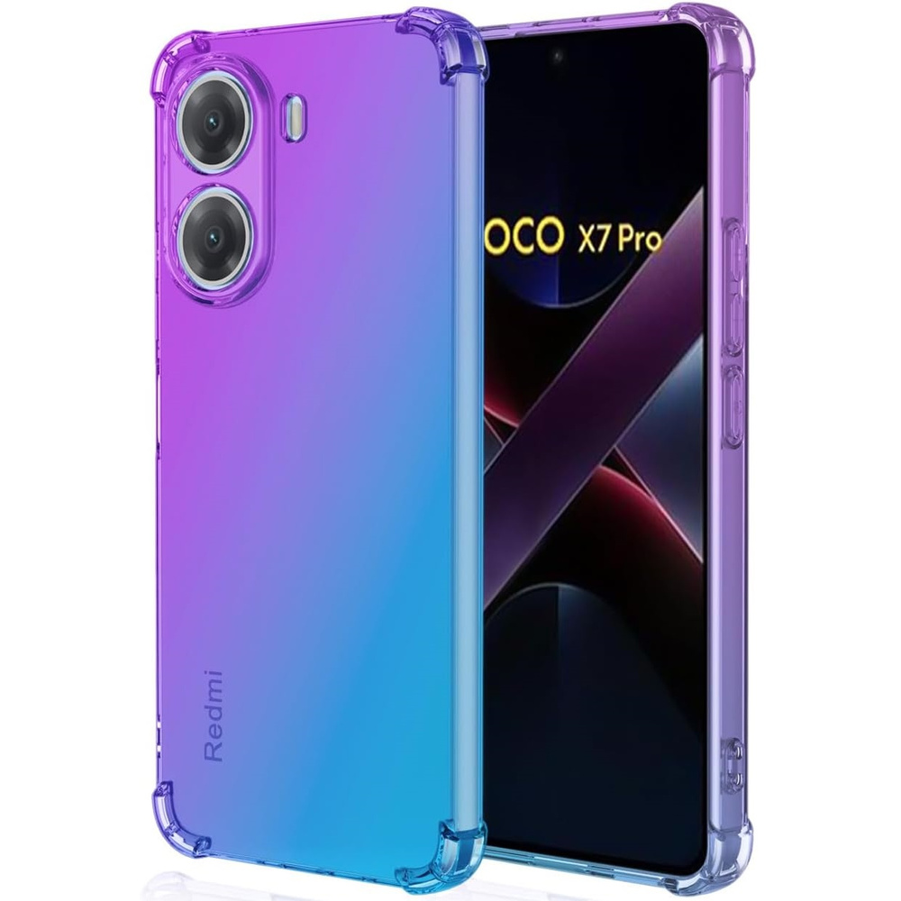 Fallfeste Schutzhülle Mit Farbverlauf Für Xiaomi Poco X7 Pro 5g, Lila/blau