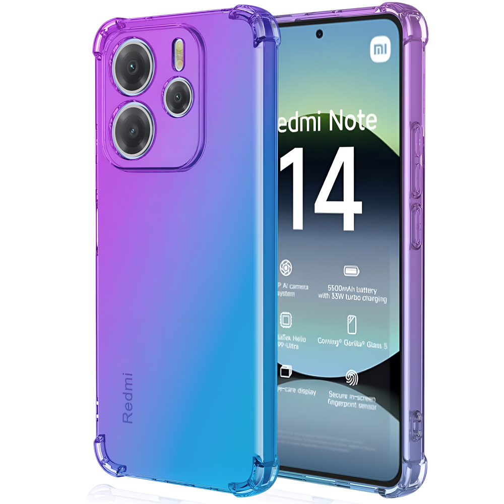 Fallfeste Schutzhülle Mit Farbverlauf Für Xiaomi Redmi Note 14 4g, Lila/blau