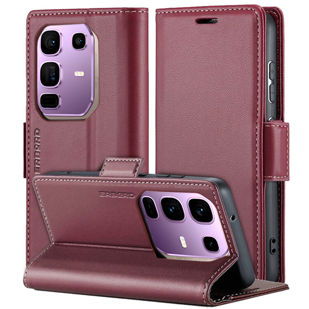Infinix Note 50 Pro+ Hülle, Glänzendes Litschi, Klapphülle Mit Brieftaschenfunktion, Rot