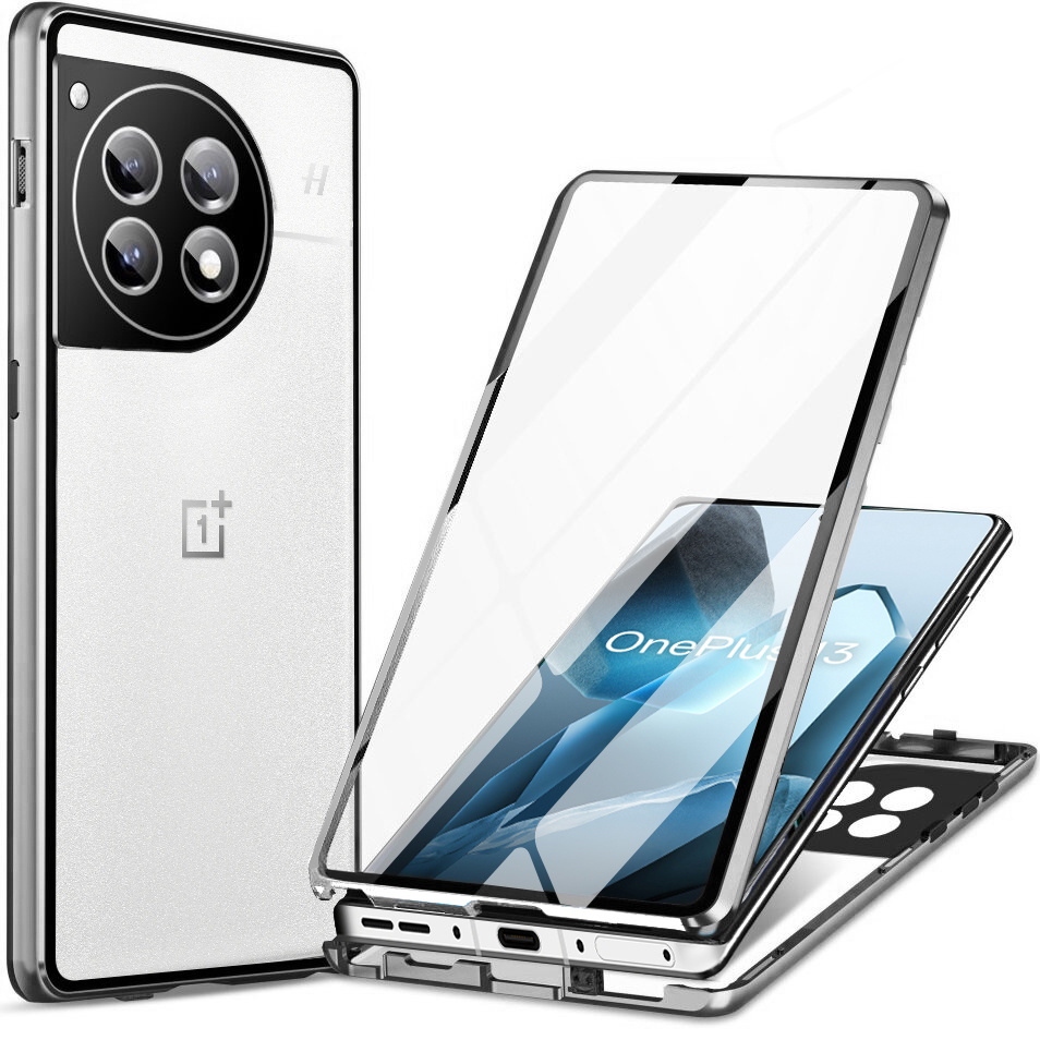 Schutzhülle Für Oneplus 13, Magnetisches Dualglas, Silber