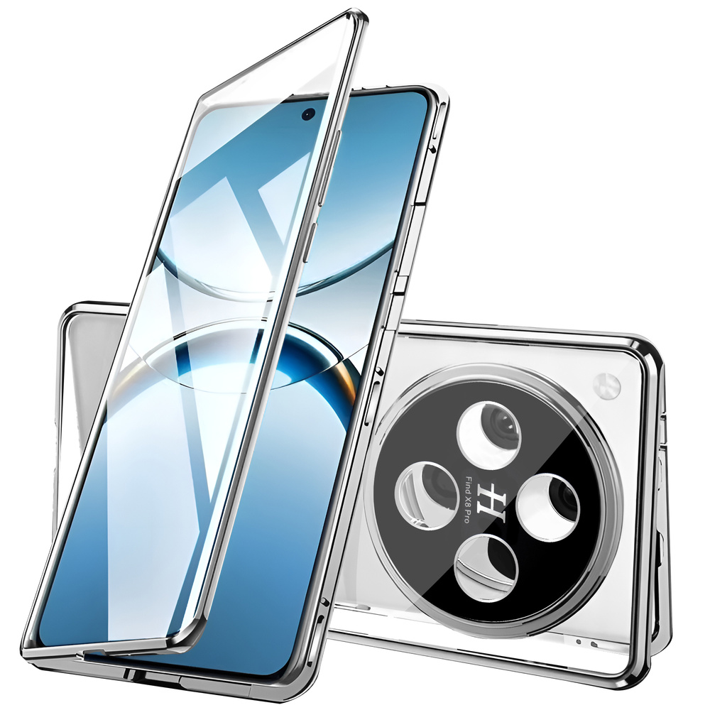 Schutzhülle Für Oppo Find X8 Pro, Magnetisches Dualglas, Silber