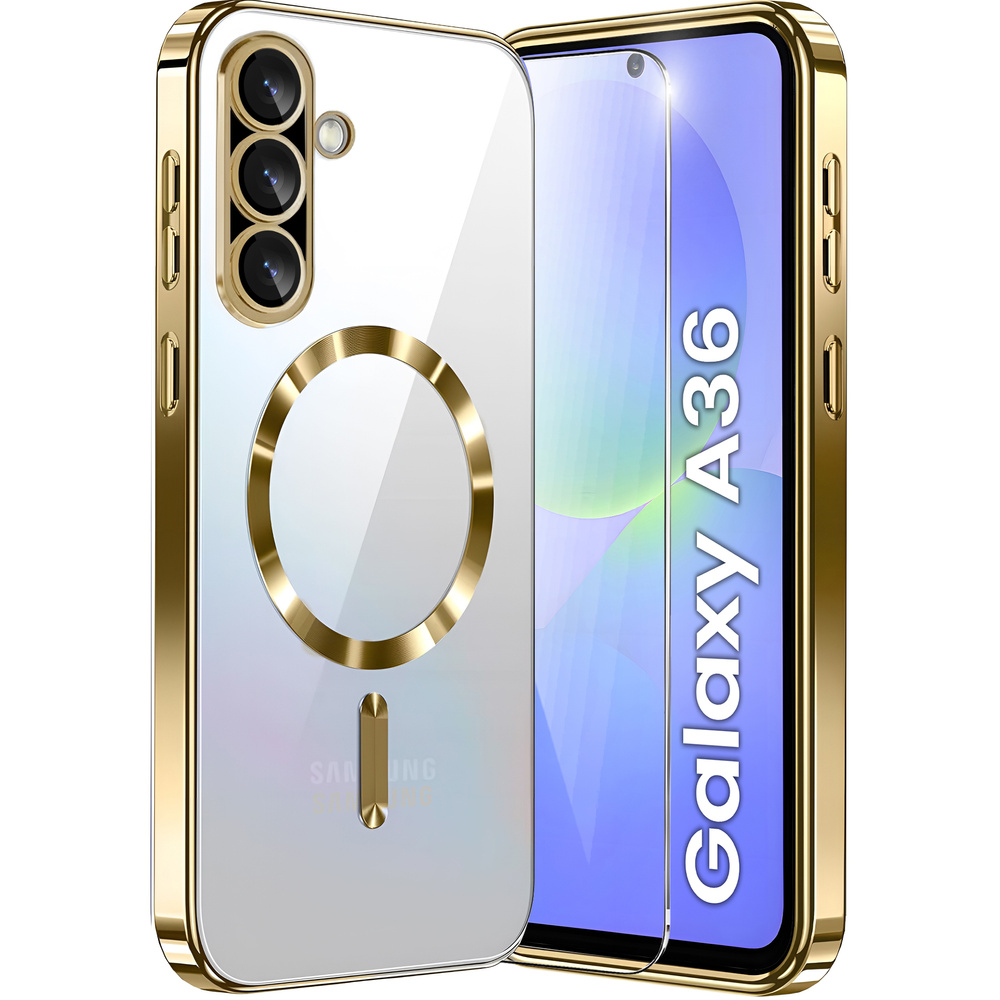 Schutzhülle Für Samsung Galaxy A36 5g, Electro Magsafe, Gold + Displayschutzfolie Aus Glas