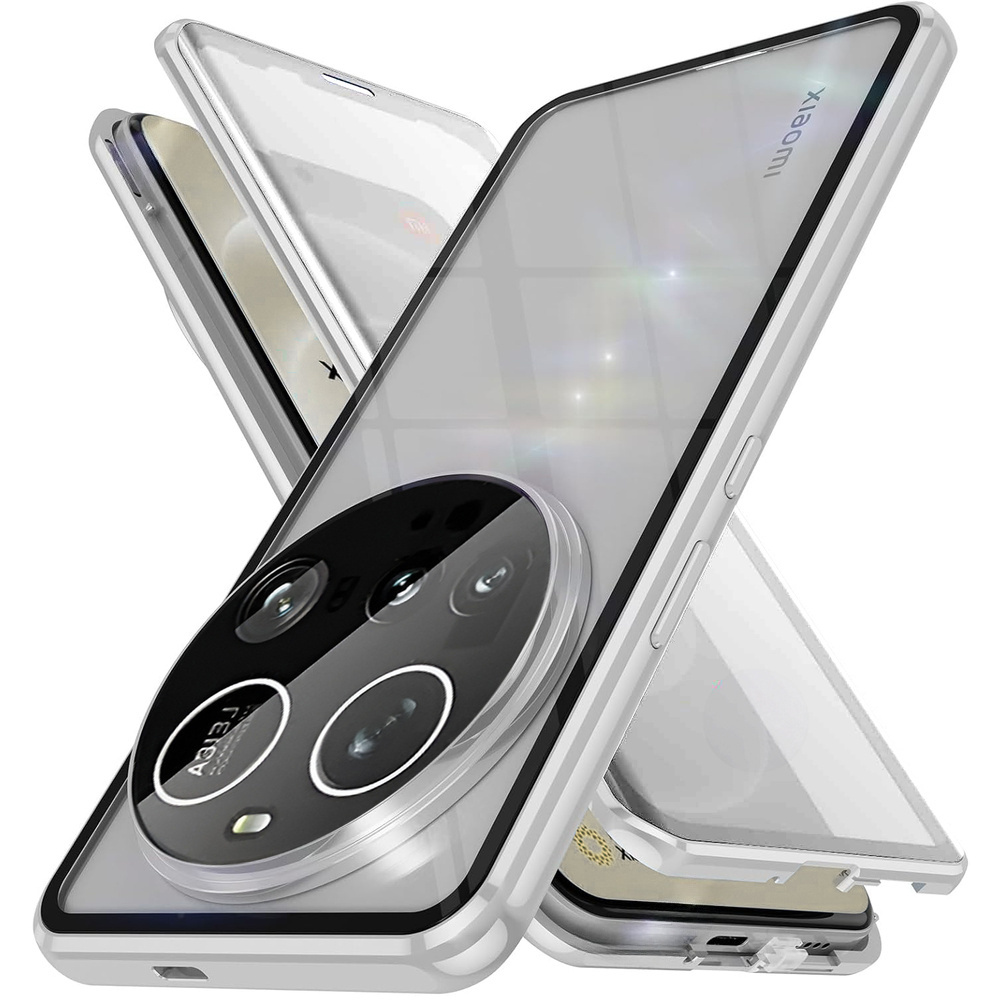 Schutzhülle Für Xiaomi 15 Ultra, Magnetisches Dualglas, Silber