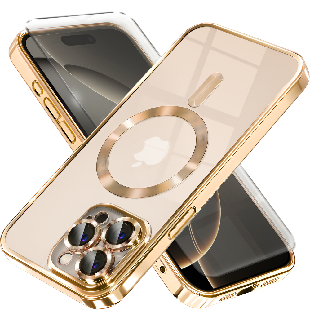 Iphone 11 Pro Max Hülle, Electro Magsafe, Gold + Displayschutzfolie
